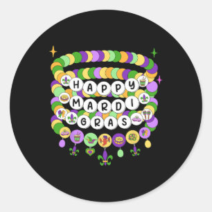Mardi Gras Friendship Bracelet Mardi Gras Beads Ki Classic Round Sticker