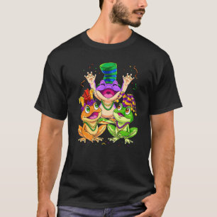 Mardi Gras Frog Beads  Jester Frog Carnival Costum T-Shirt
