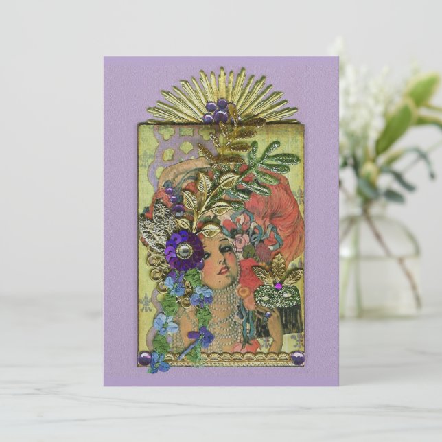 Mardi Gras Frolic Invitation (Standing Front)