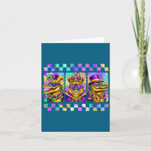 Mardi Gras Funny Alligator Carnival New Orleans Bo Card