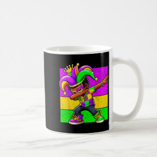 Mardi Gras Funny Dabbing Black Boy Jester Hat Kid  Coffee Mug