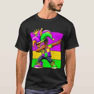 Mardi Gras Funny Dabbing Black Boy Jester Hat Kid  T-Shirt