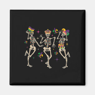 Mardi Gras Funny Skeletons Dancing Carnival Parade Magnet