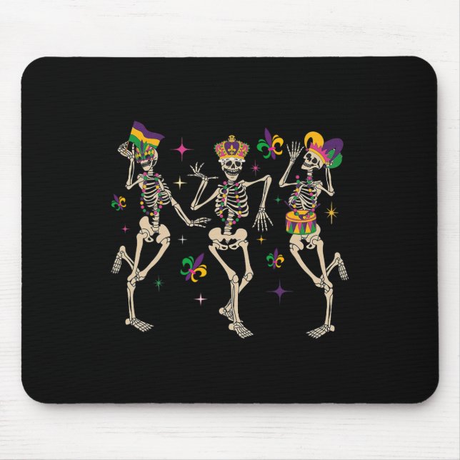 Mardi Gras Funny Skeletons Dancing Carnival Parade Mouse Pad (Front)