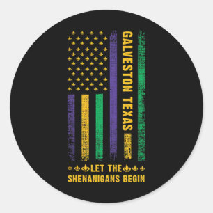 Mardi Gras Galveston Texas Fleur-de-lis American F Classic Round Sticker