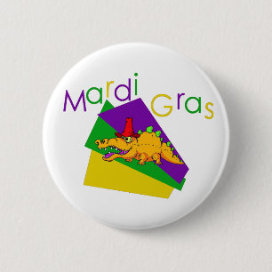 Mardi Gras Gator 6 Cm Round Badge