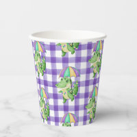 Mardi Gras Gator and Gingham Paper cup