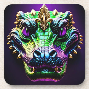 Mardi Gras Gator Design Coaster