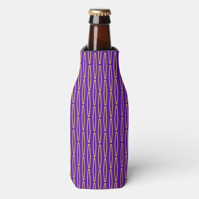 Mardi Gras Geometric Repeat  Bottle Cooler (Bottle Front)