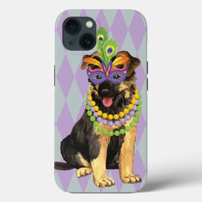 Mardi Gras German Shepherd Case-Mate iPhone Case (Back)