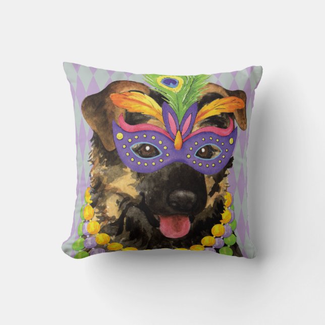Mardi Gras German Shepherd Cushion (Front)