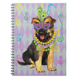 Mardi Gras German Shepherd Spiral Notebook