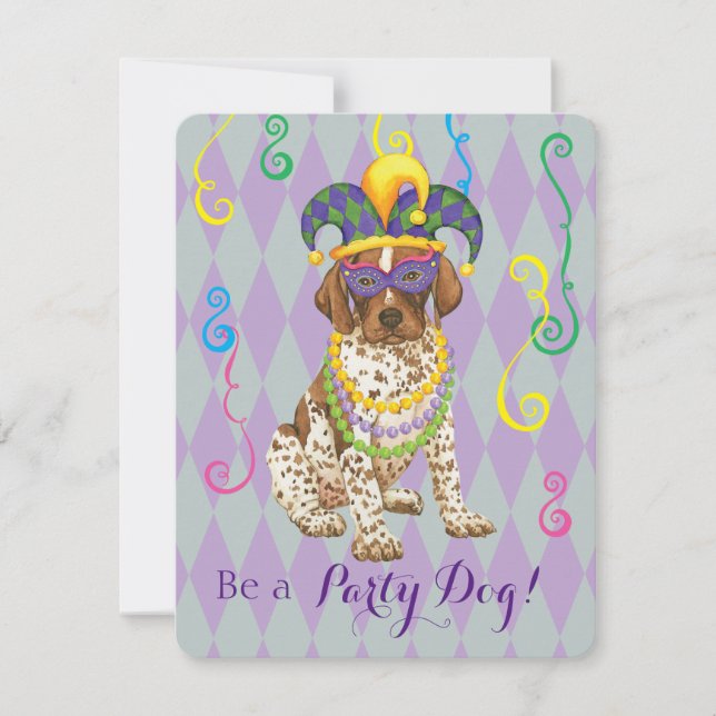 Mardi Gras German Shorthaired Pointer Invitation (Front)