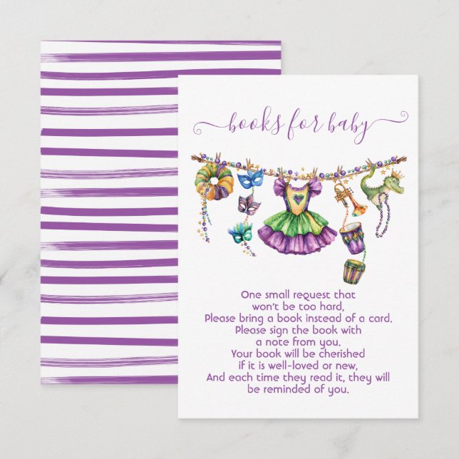 Mardi Gras Girl Clothesline books for baby Invitation (Front/Back)