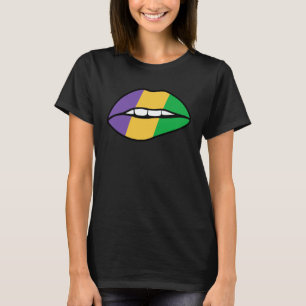 Mardi Gras Girl Lips Festival Colors Carnival T-Shirt