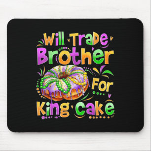 Mardi Gras Girls Kids Will Trade Brother For King Mouse Pad