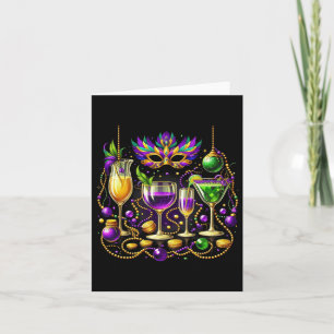 Mardi Gras Gl Of Wine Drinking Team Wine Festival Card