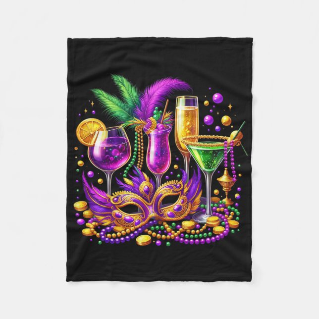 Mardi Gras Gl Of Wine Drinking Team Wine Festival  Fleece Blanket (Front)