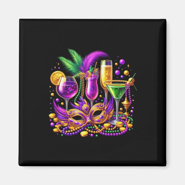 Mardi Gras Gl Of Wine Drinking Team Wine Festival  Magnet (Front)