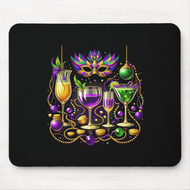 Mardi Gras Gl Of Wine Drinking Team Wine Festival  Mouse Pad (Front)