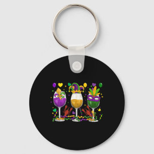 Mardi Gras Gl Of Wine Funny Drinking Wine Festival Key Ring