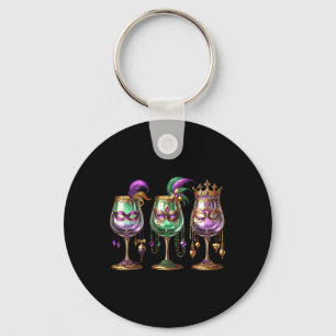Mardi Gras Gl Of Wine Funny Drinking Wine Festival Key Ring
