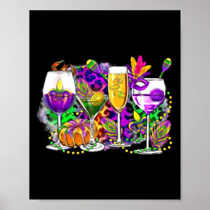 Mardi Gras Gl Of Wine Poster