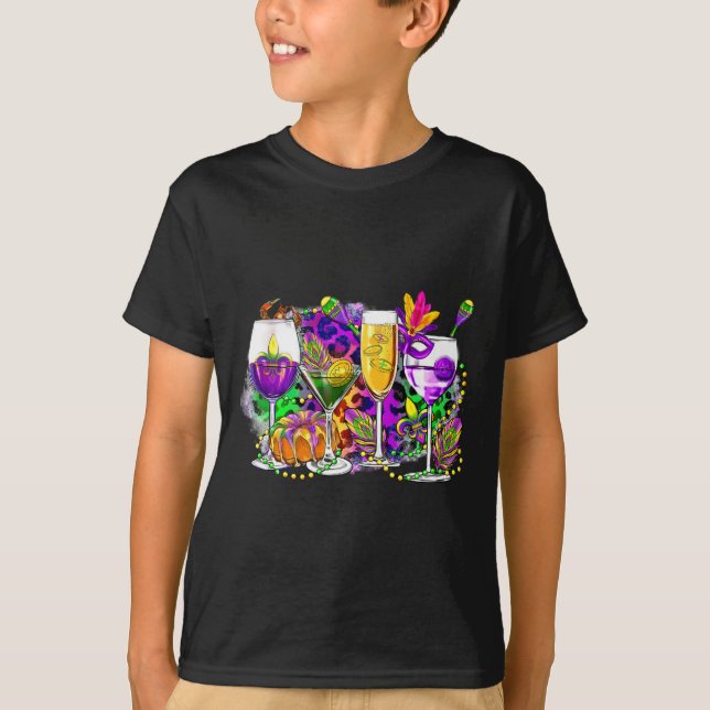 Mardi Gras Gl Of Wine  T-Shirt (Front)