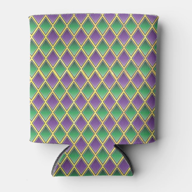 Mardi Gras Glitter Harlequin Can Cooler (Front)