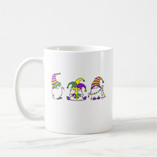Mardi Gras Gnome Trio Cute Carnival Coffee Mug