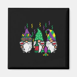 Mardi Gras Gnomes Funny Outfit Gnomies Squad Tee W Magnet