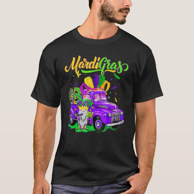 Mardi Gras Gnomes  Jester Truck Hat Gnomes T-Shirt (Front)