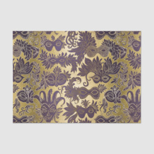 Mardi Gras Gold and Purple Masks Tissue Paper
