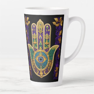 Mardi Gras Gold Purple Green Hamsas Art Latte Mug