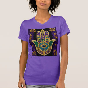 Mardi Gras Gold Purple Green Hamsas Art T-Shirt
