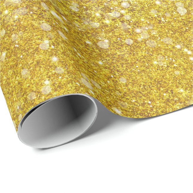 Mardi Gras Gold Solid Colour Faux Glitter Bling Wrapping Paper (Roll Corner)