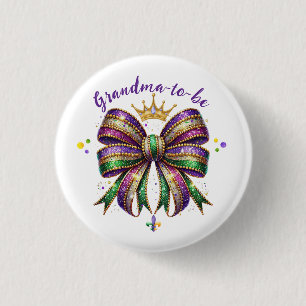 Mardi Gras Grandma-to-be 3 Cm Round Badge