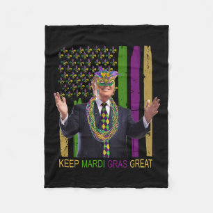 Mardi Gras Great Funny Trump Mardi Gras 2020 Flag  Fleece Blanket