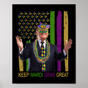 Mardi Gras Great Funny Trump Mardi Gras 2020 Flag  Poster