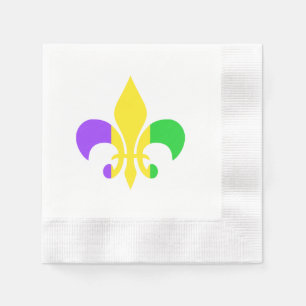 Mardi Gras Green Yellow Purple Fleur-de-Lis Napkin