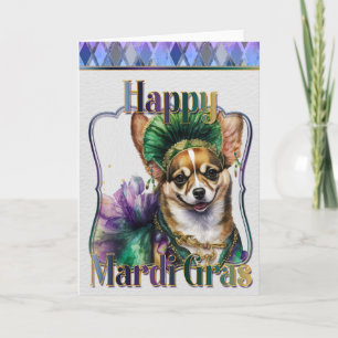 Mardi Gras Greeting Card, Mardi Gras Chihuahua Card