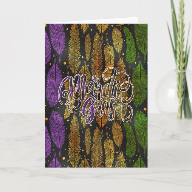 Mardi Gras Greeting Card, Mardi Gras Feathers Card (Front)