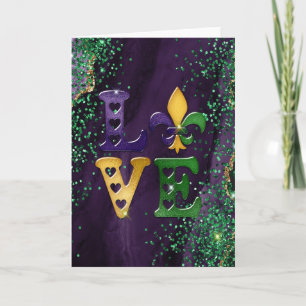 Mardi Gras Greeting Card, Mardi Gras Love Card