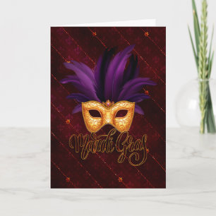 Mardi Gras Greeting Card, Mardi Gras Mask Card