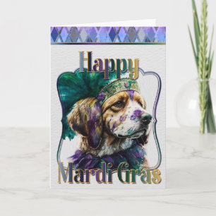Mardi Gras Greeting Card, Mardi Gras Spaniel Card