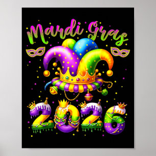 Mardi Gras Happy 2026 Jester Hat New Orleans Men W Poster