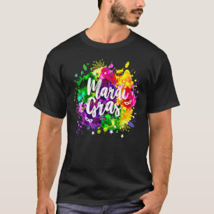 Mardi Gras Happy Fat Tuesday Colourful Graphic Art T-Shirt