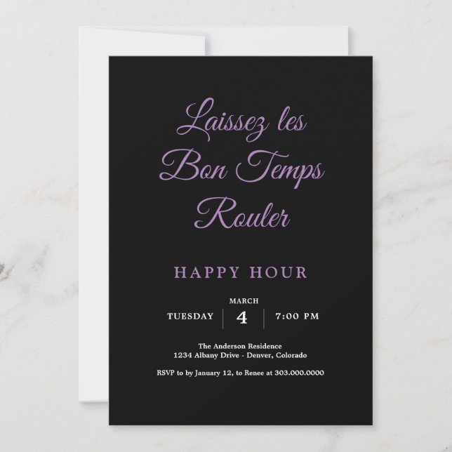Mardi Gras Happy Hour  Invitation (Front)