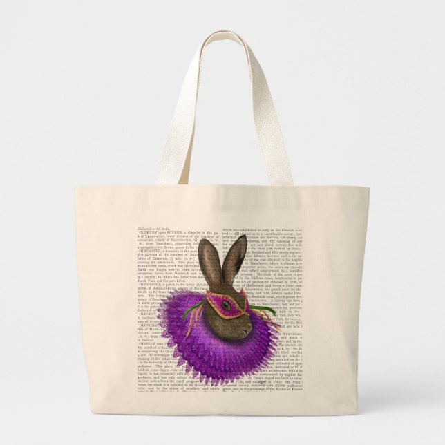 Mardi Gras Hare 2 Large Tote Bag (Front)
