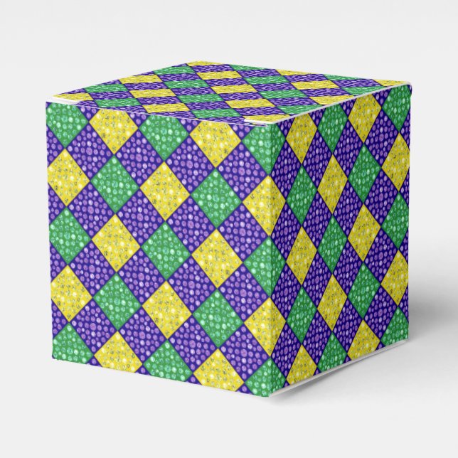 Mardi Gras Harlequin Diamond Carnival Pattern Favour Box (Front Side)